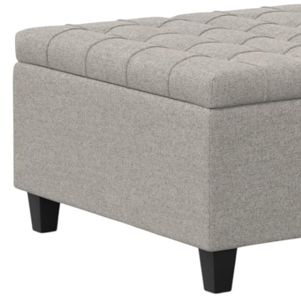 30" Gray And Brown Upholstery Tufted Ottoman With Storage