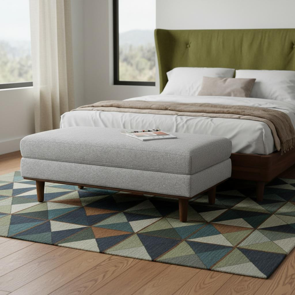 49" Gray And Brown Polyester Blend Cocktail Ottoman