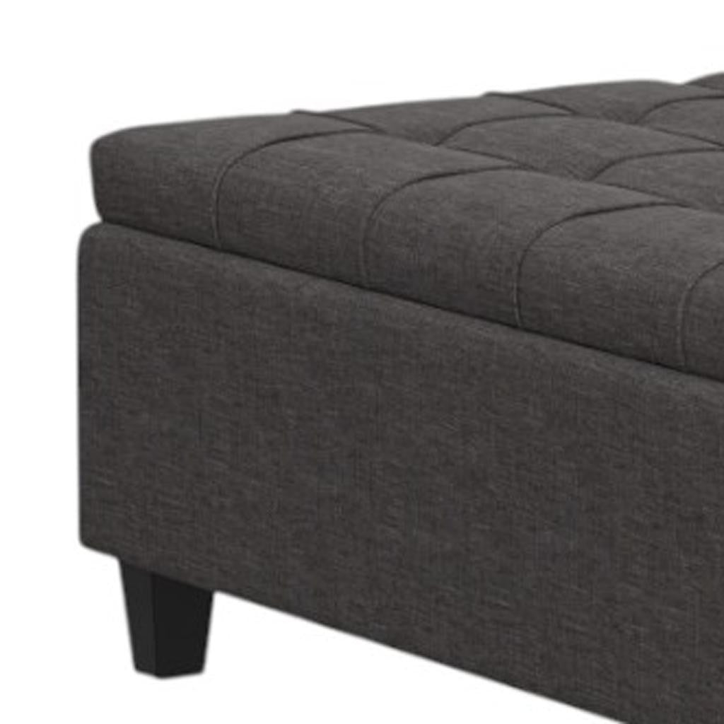 40" Slate Gray And Brown Upholstery Tufted Ottoman With Storage