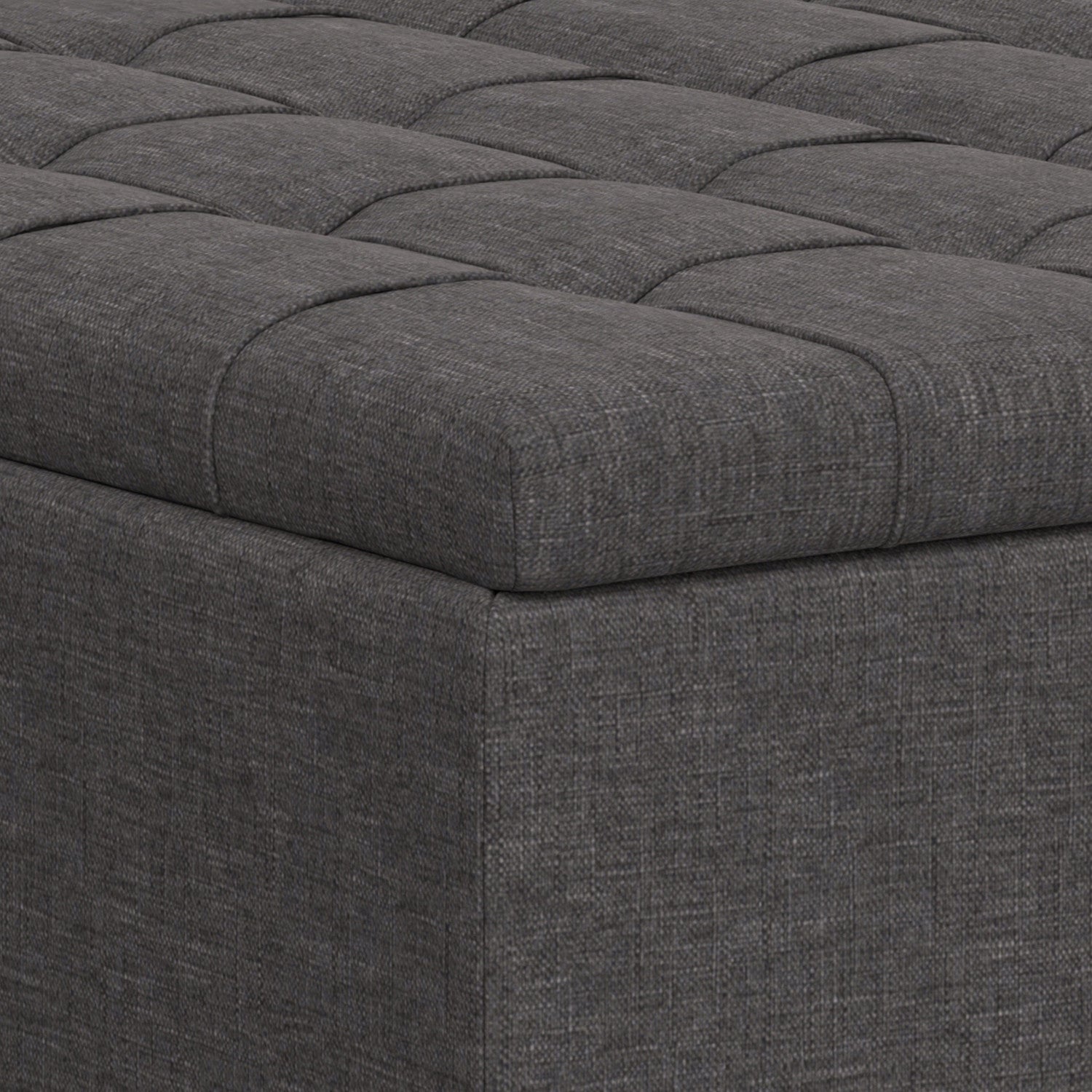 40" Slate Gray And Brown Upholstery Tufted Ottoman With Storage