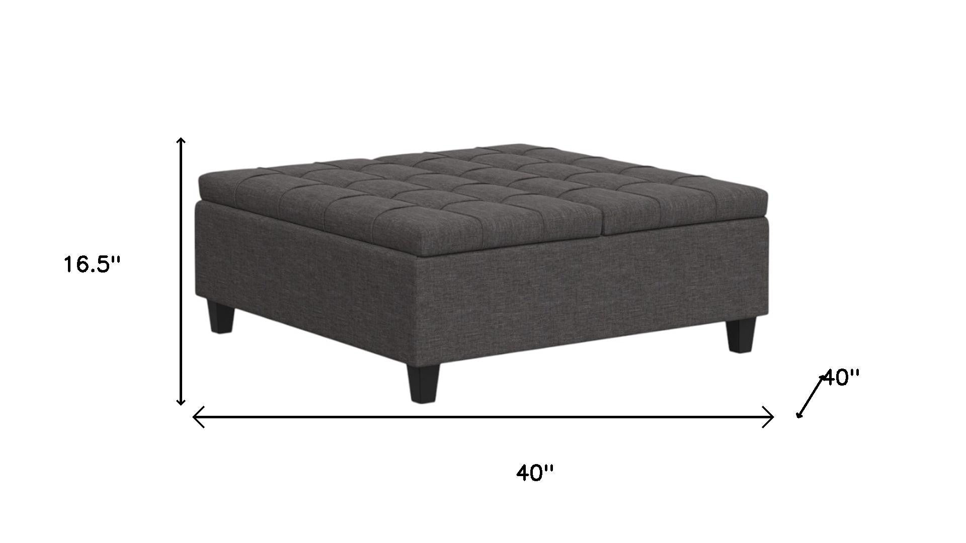40" Slate Gray And Brown Upholstery Tufted Ottoman With Storage