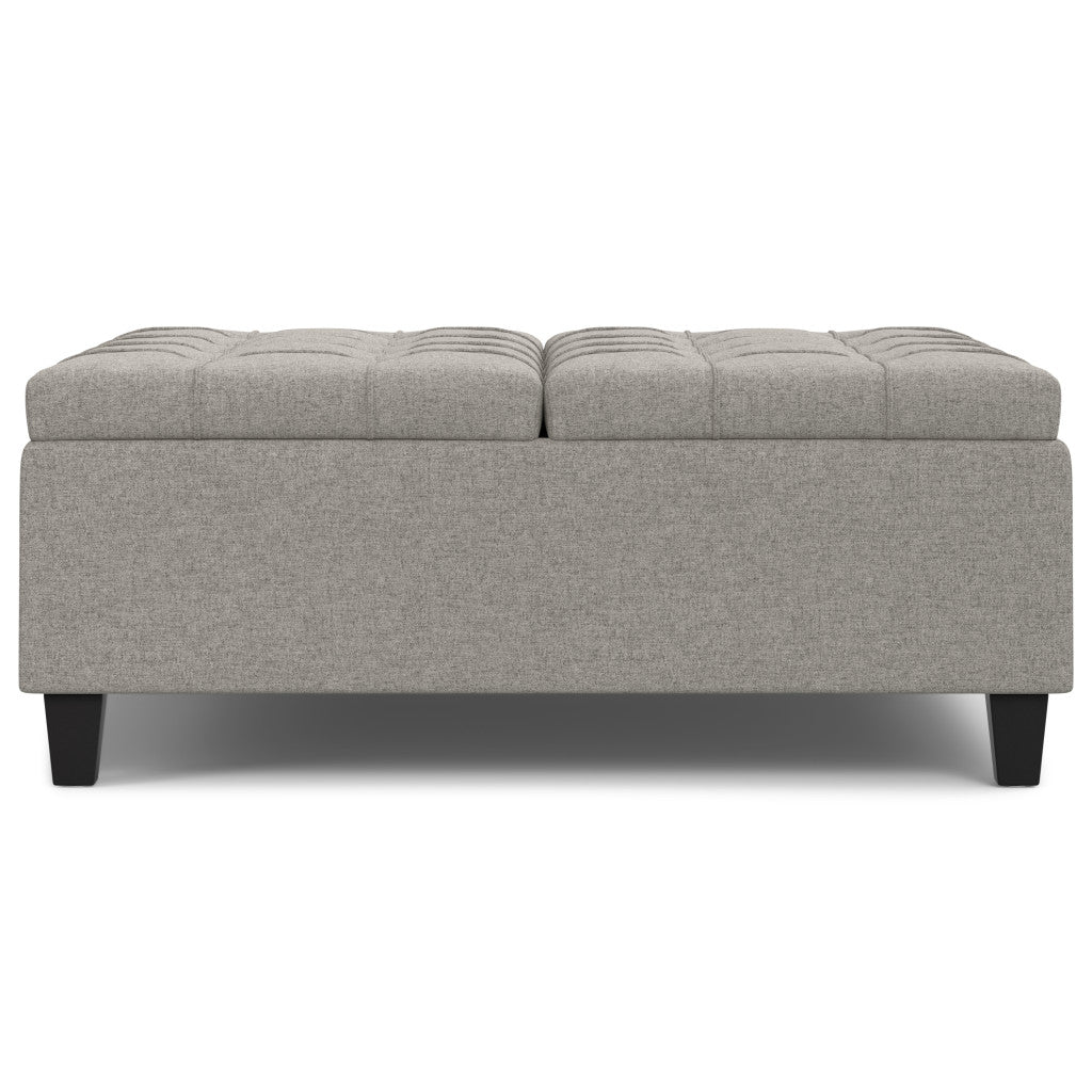 40" Cloud And Brown Upholstery Tufted Ottoman With Storage