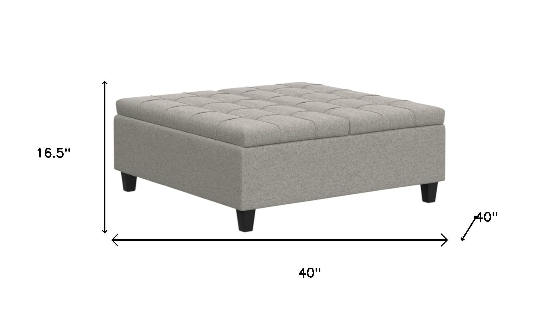 40" Cloud And Brown Upholstery Tufted Ottoman With Storage