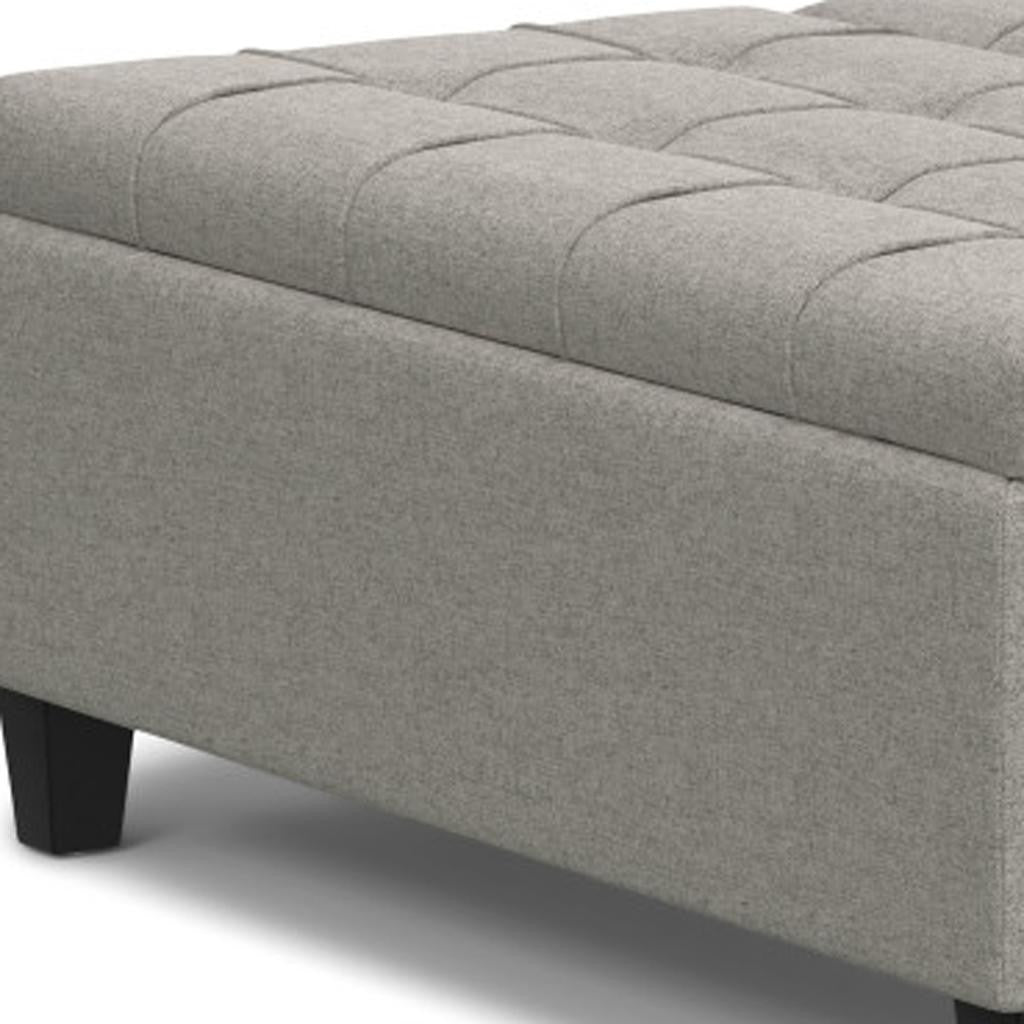 40" Cloud And Brown Upholstery Tufted Ottoman With Storage