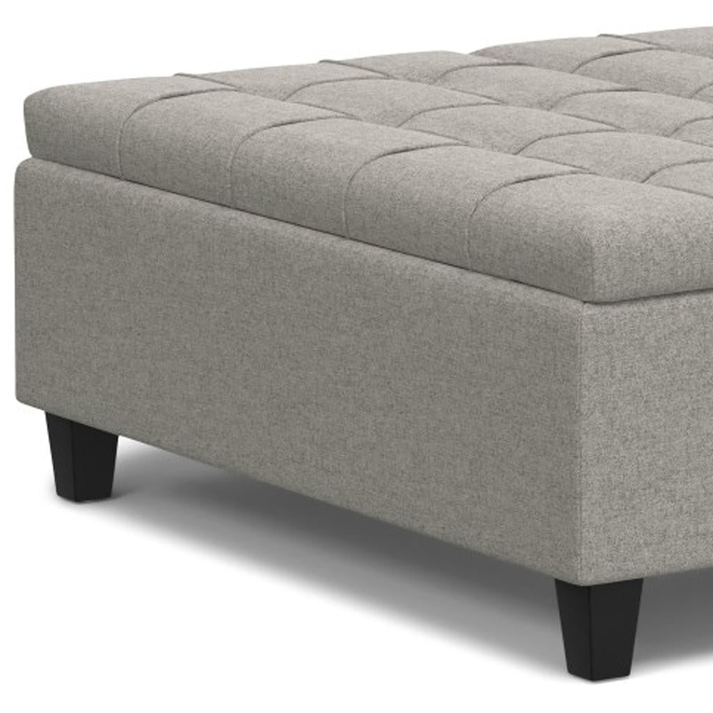40" Cloud And Brown Upholstery Tufted Ottoman With Storage
