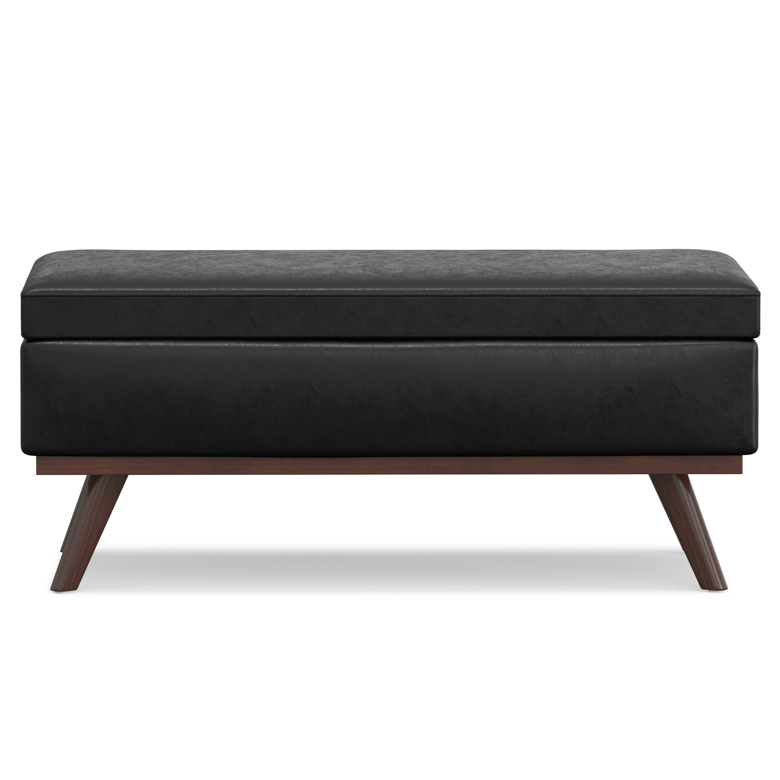 42" Black And Brown Faux Leather Ottoman With Storage