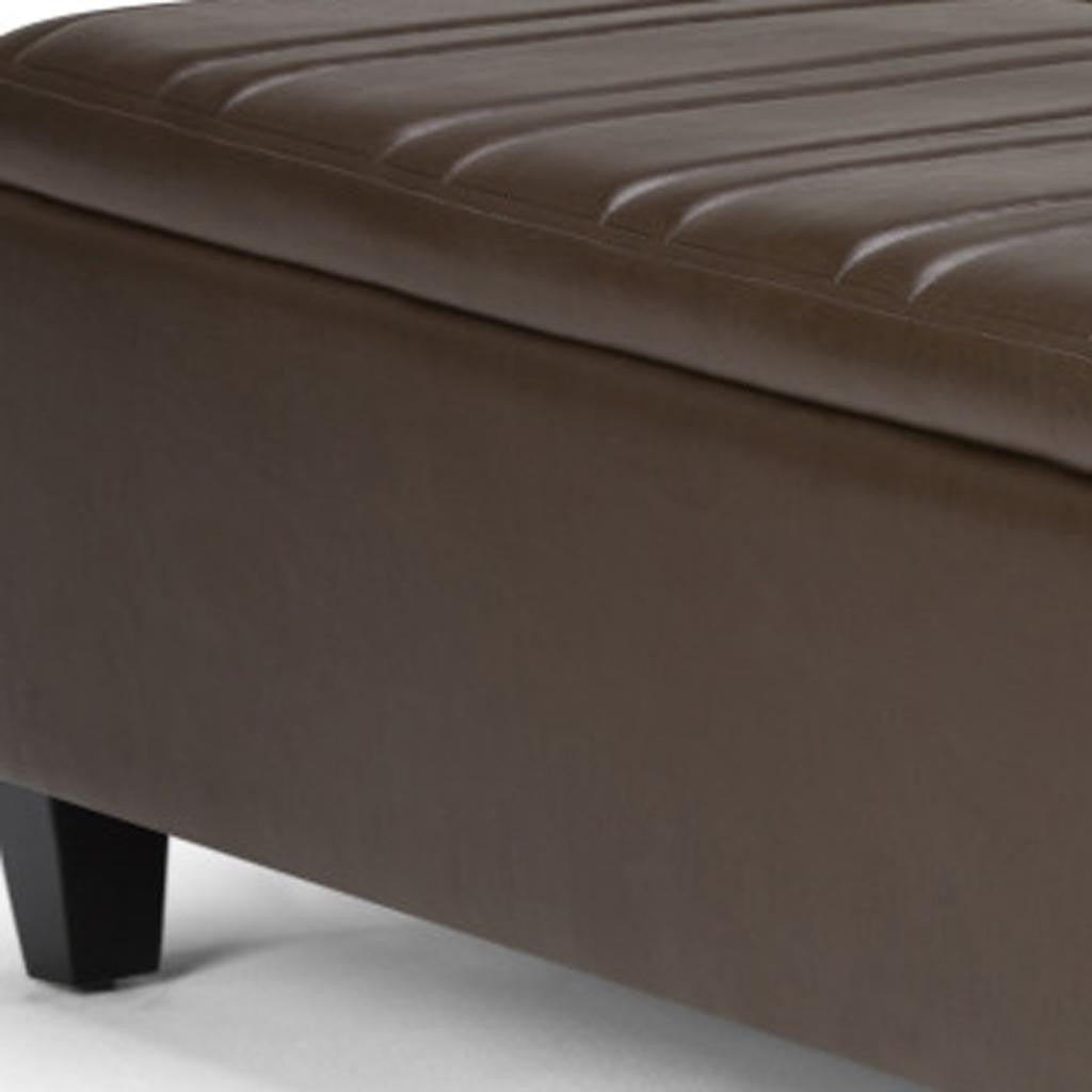 36" Chocolate And Espresso Faux Leather Ottoman With Storage