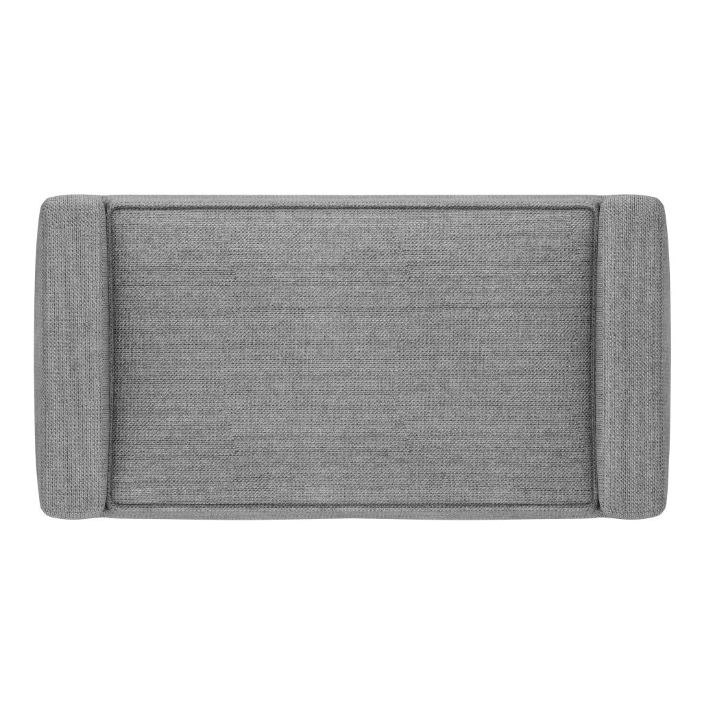 29" Pewter And Walnut Linen Ottoman