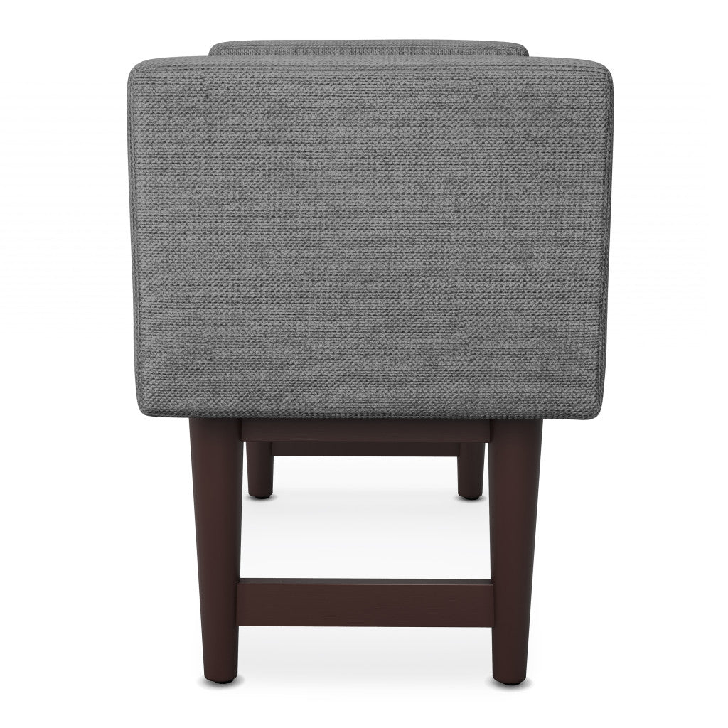29" Pewter And Walnut Linen Ottoman