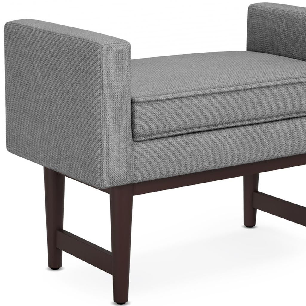 29" Pewter And Walnut Linen Ottoman