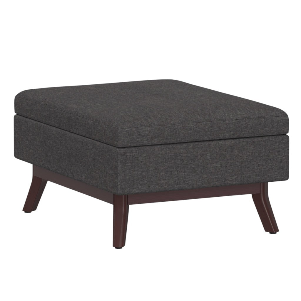 34" Slate Gray And Brown Upholstery Ottoman With Storage