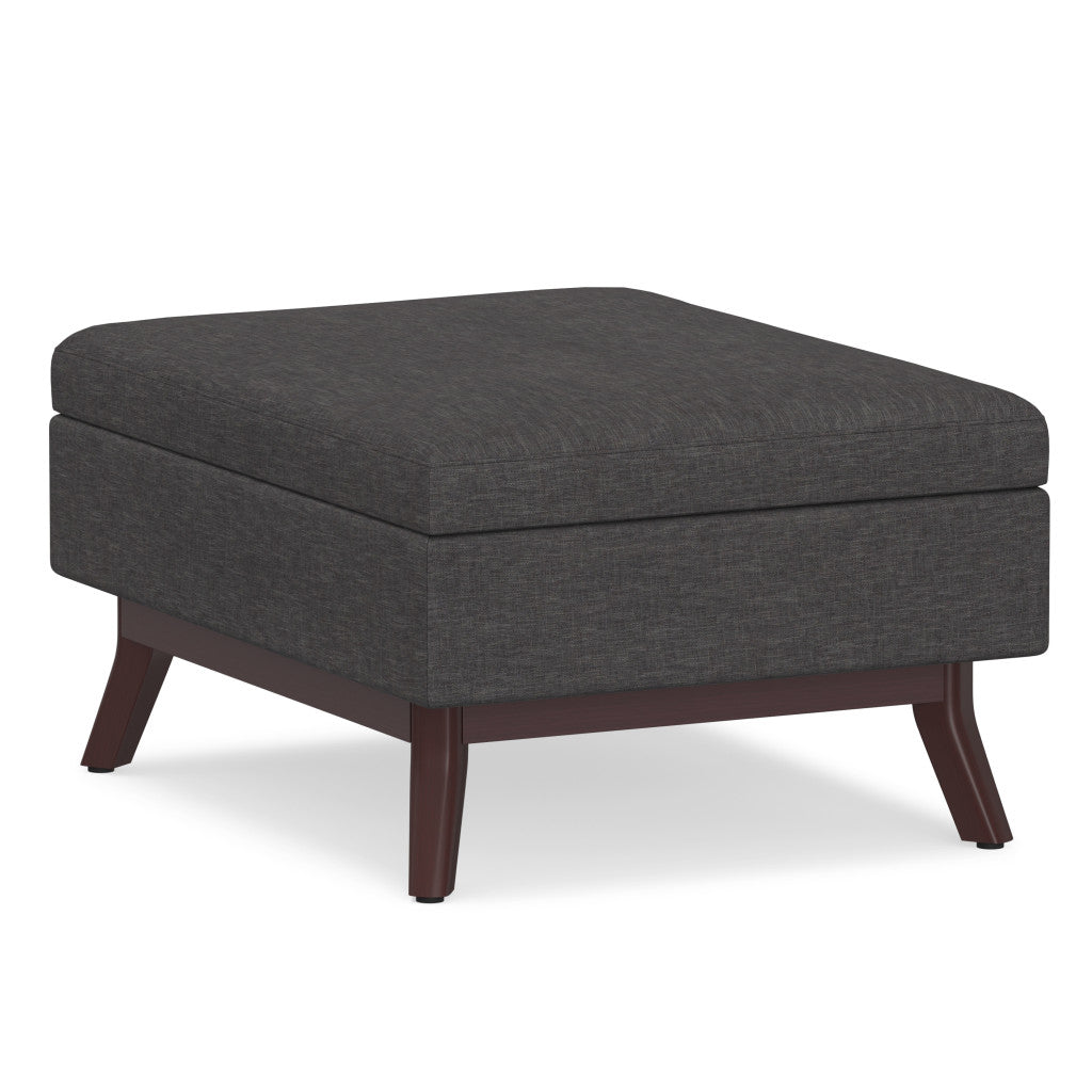 34" Slate Gray And Brown Upholstery Ottoman With Storage