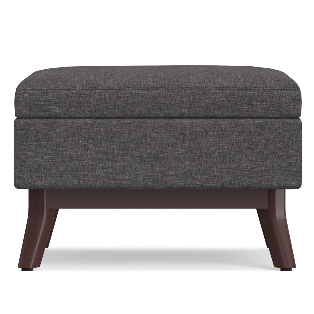 34" Slate Gray And Brown Upholstery Ottoman With Storage