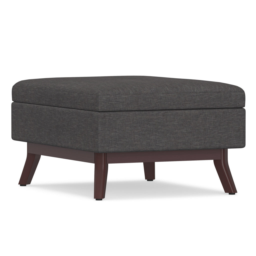 34" Slate Gray And Brown Upholstery Ottoman With Storage