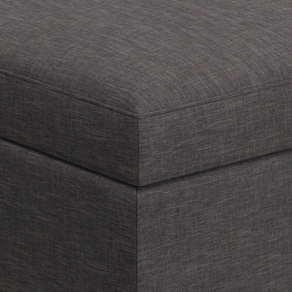 34" Slate Gray And Brown Upholstery Ottoman With Storage