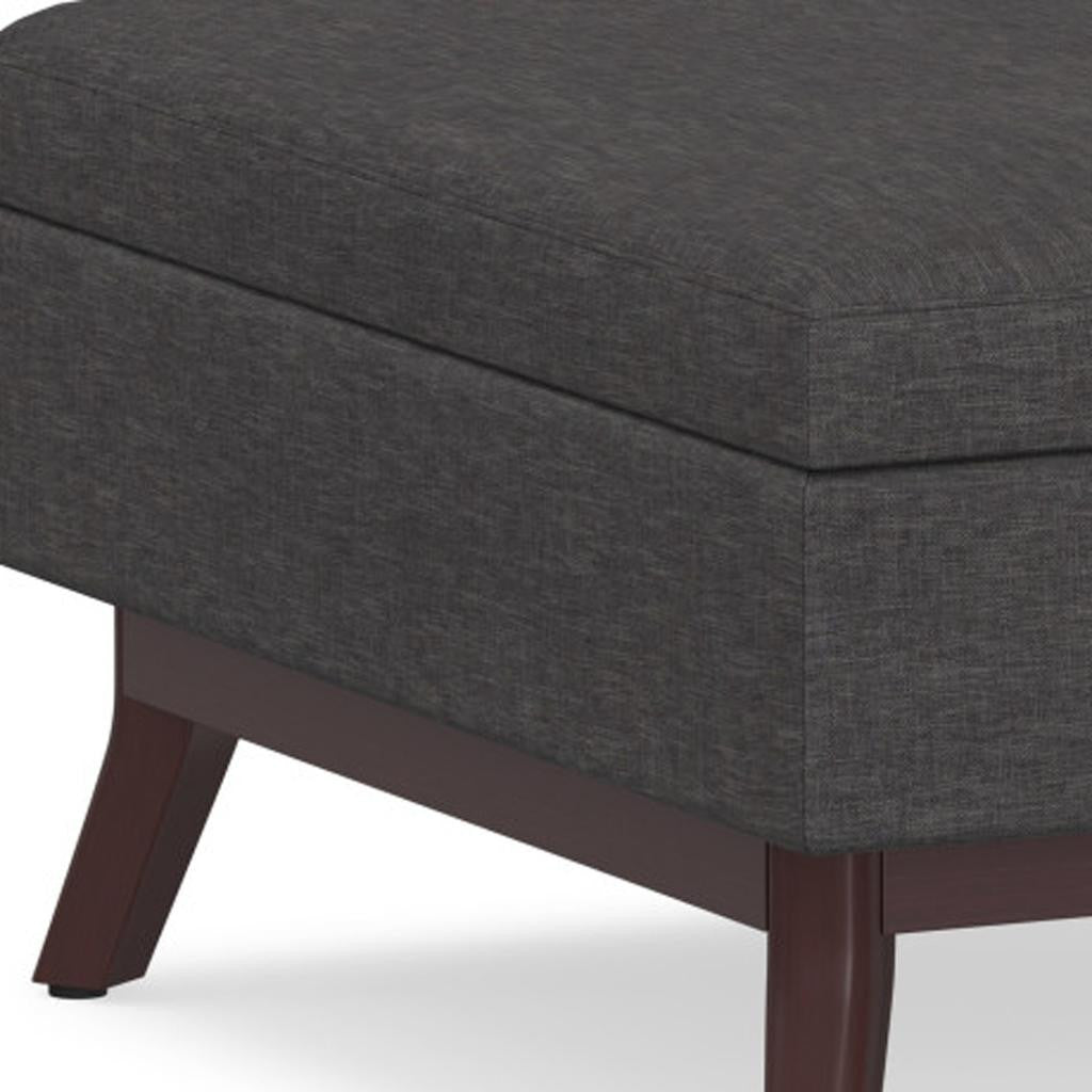 34" Slate Gray And Brown Upholstery Ottoman With Storage