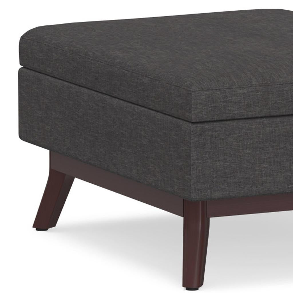 34" Slate Gray And Brown Upholstery Ottoman With Storage