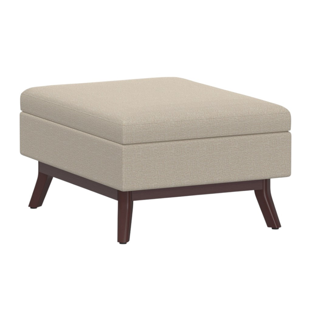 34" Natural And Brown Upholstery Ottoman With Storage