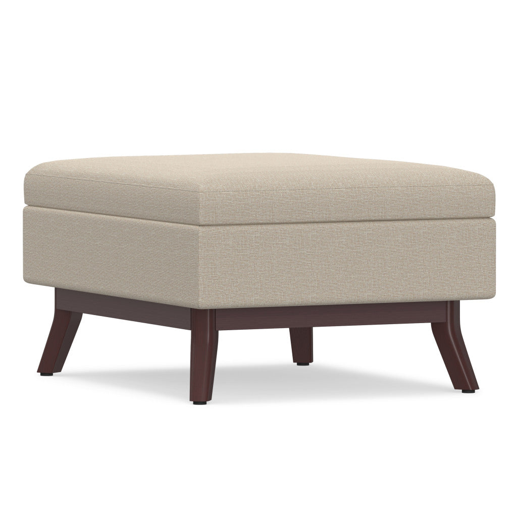 34" Natural And Brown Upholstery Ottoman With Storage