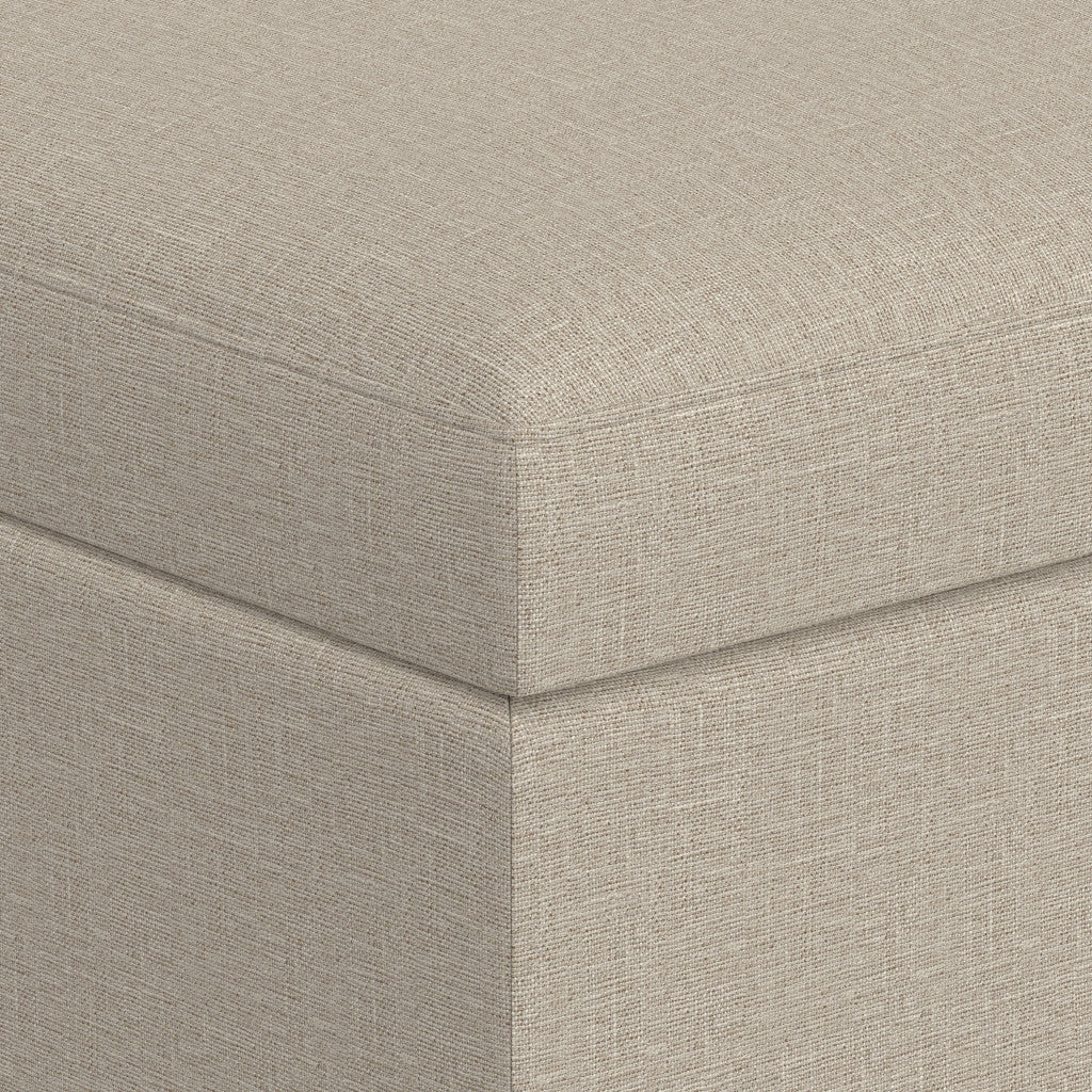 34" Natural And Brown Upholstery Ottoman With Storage