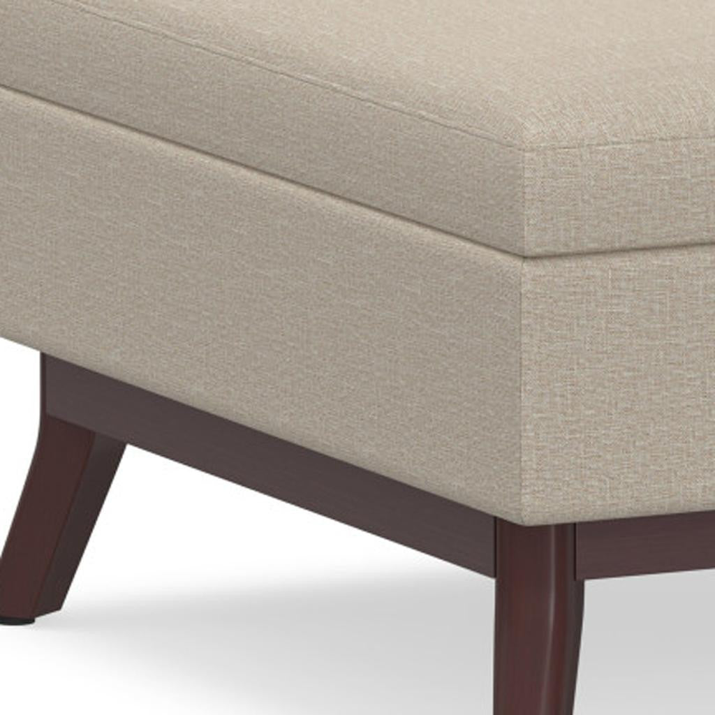 34" Natural And Brown Upholstery Ottoman With Storage