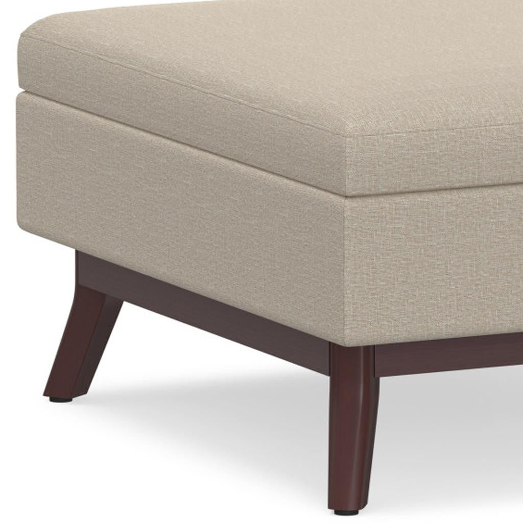 34" Natural And Brown Upholstery Ottoman With Storage