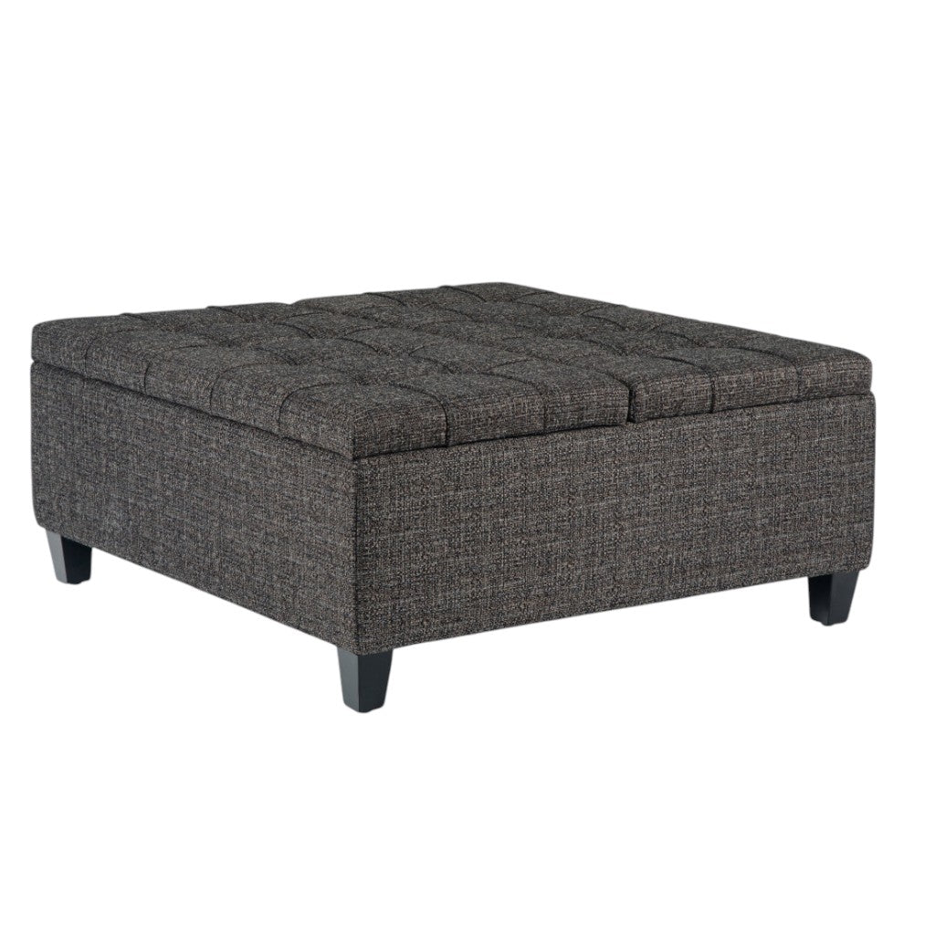 36" Ebony And Espresso Upholstery Tufted Ottoman With Storage
