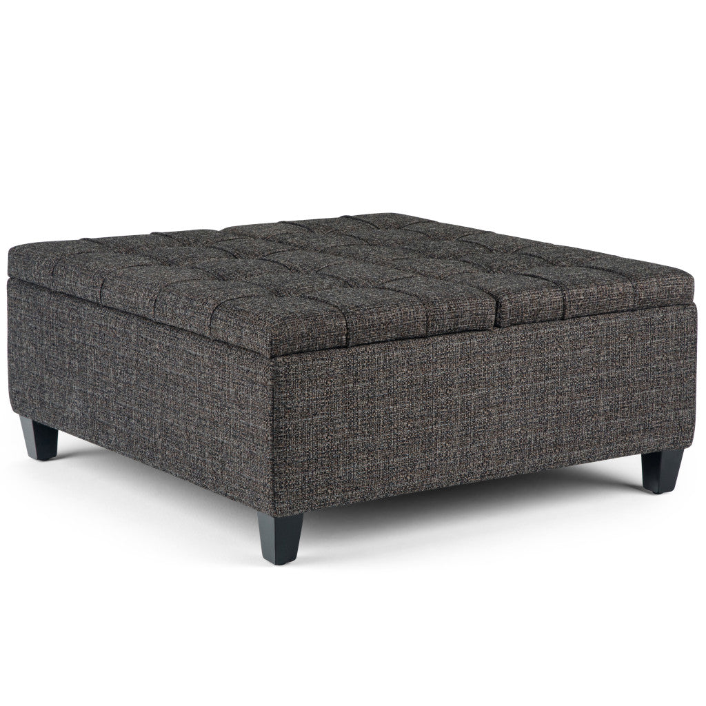 36" Ebony And Espresso Upholstery Tufted Ottoman With Storage