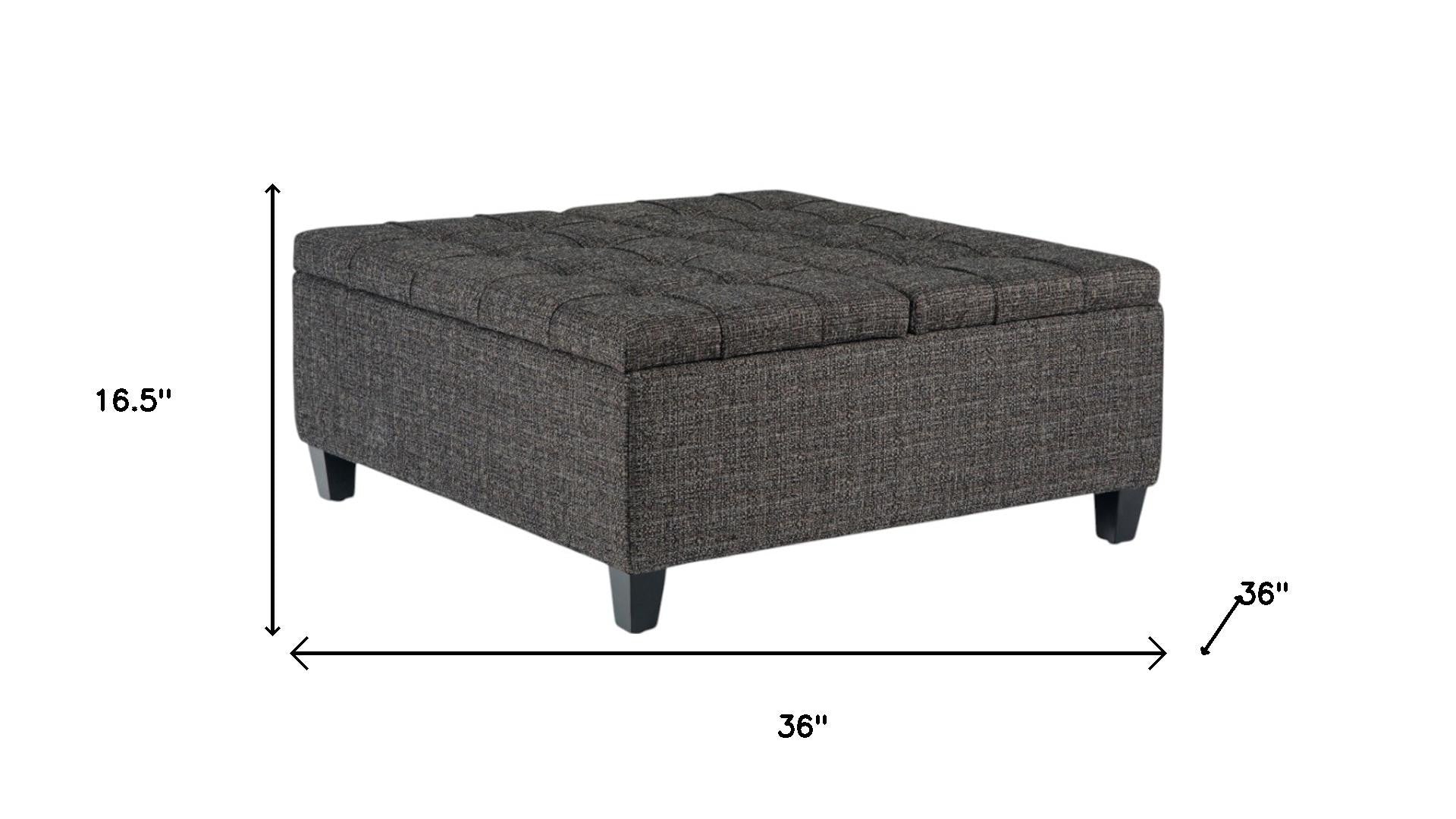 36" Ebony And Espresso Upholstery Tufted Ottoman With Storage