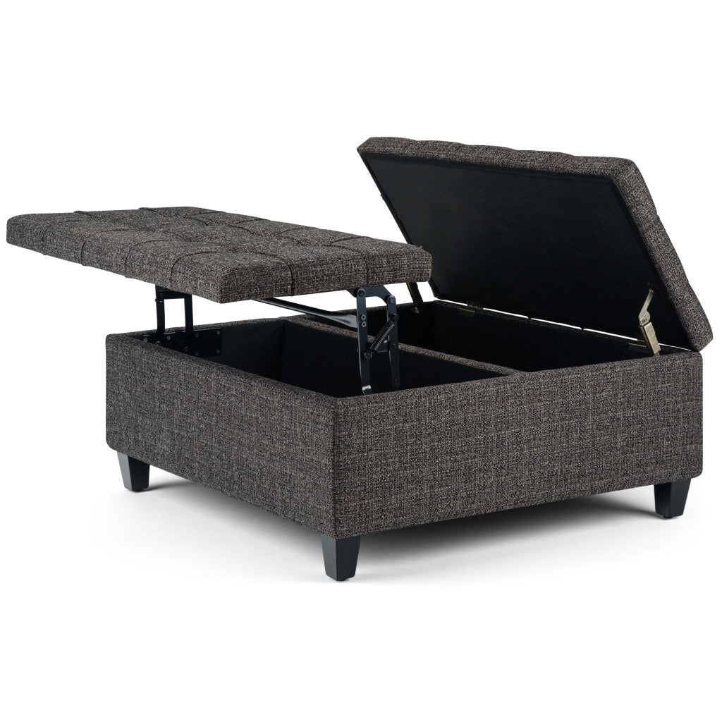 36" Ebony And Espresso Upholstery Tufted Ottoman With Storage