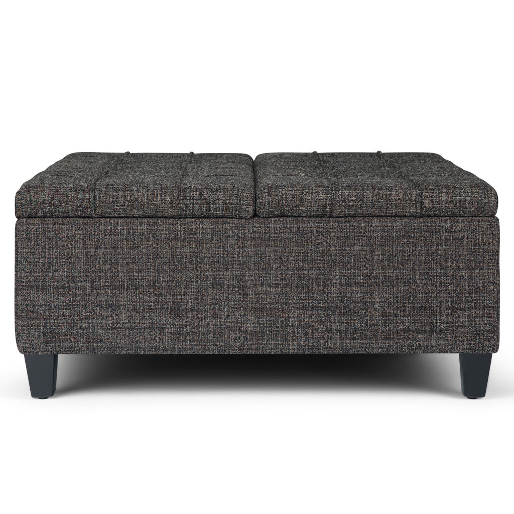 36" Ebony And Espresso Upholstery Tufted Ottoman With Storage
