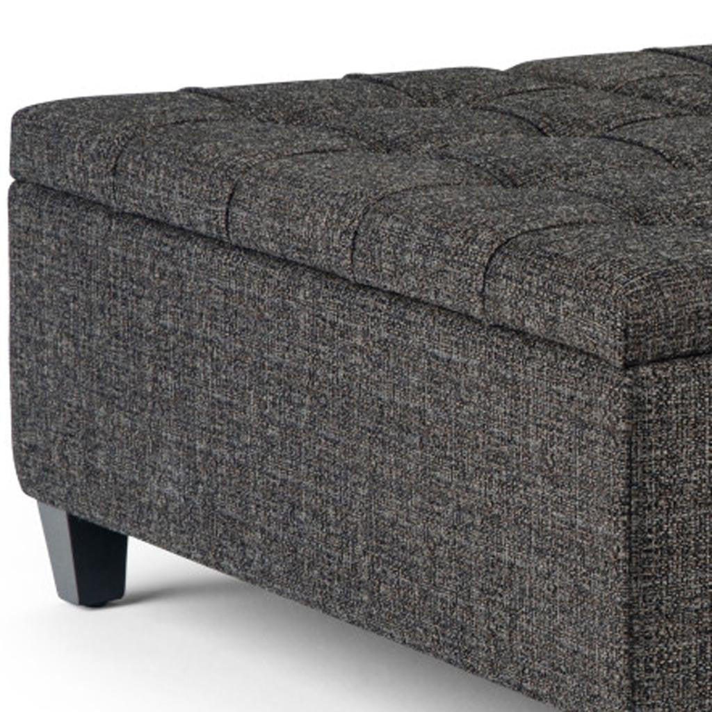 36" Ebony And Espresso Upholstery Tufted Ottoman With Storage