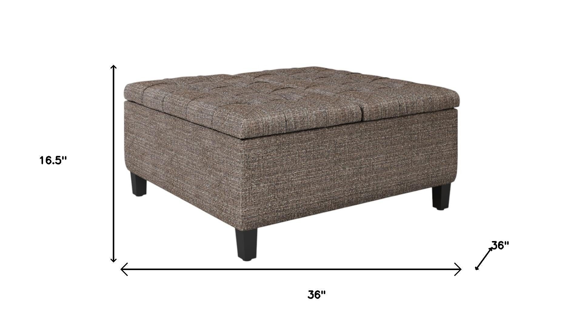 36" Brown And Dark Brown Upholstery Tufted Ottoman With Storage