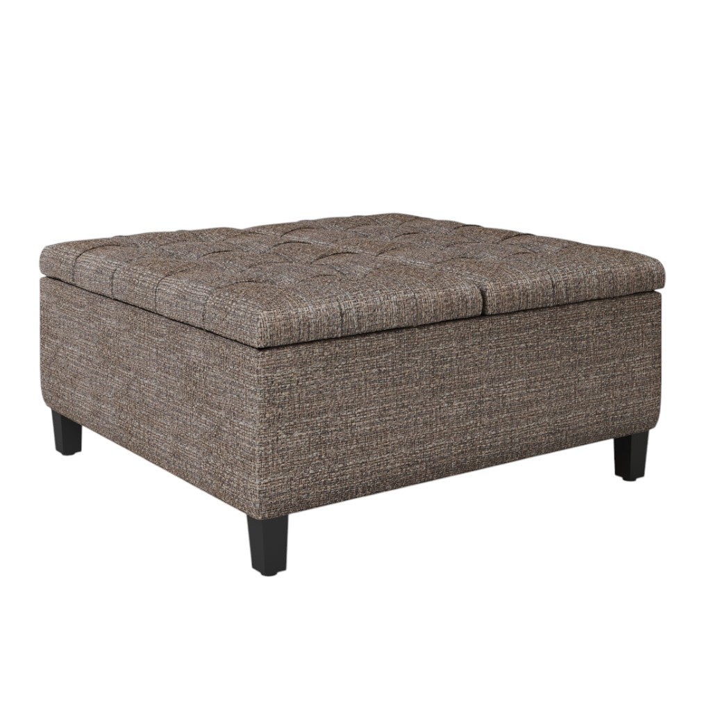 36" Brown And Dark Brown Upholstery Tufted Ottoman With Storage