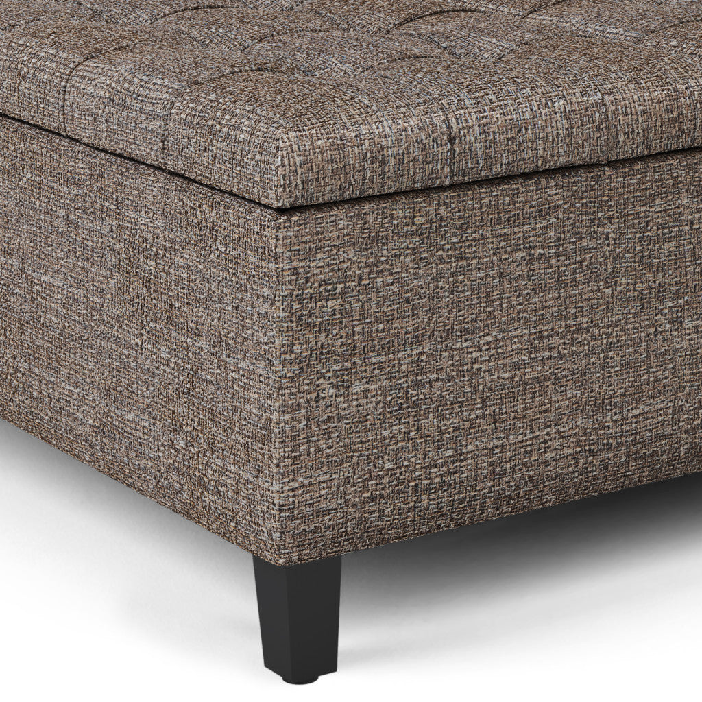 36" Brown And Dark Brown Upholstery Tufted Ottoman With Storage