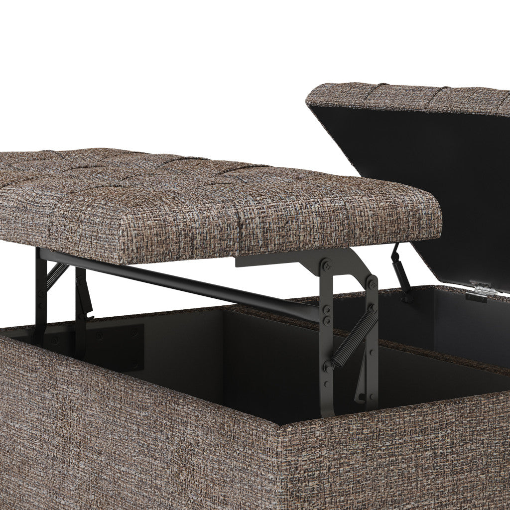 36" Brown And Dark Brown Upholstery Tufted Ottoman With Storage
