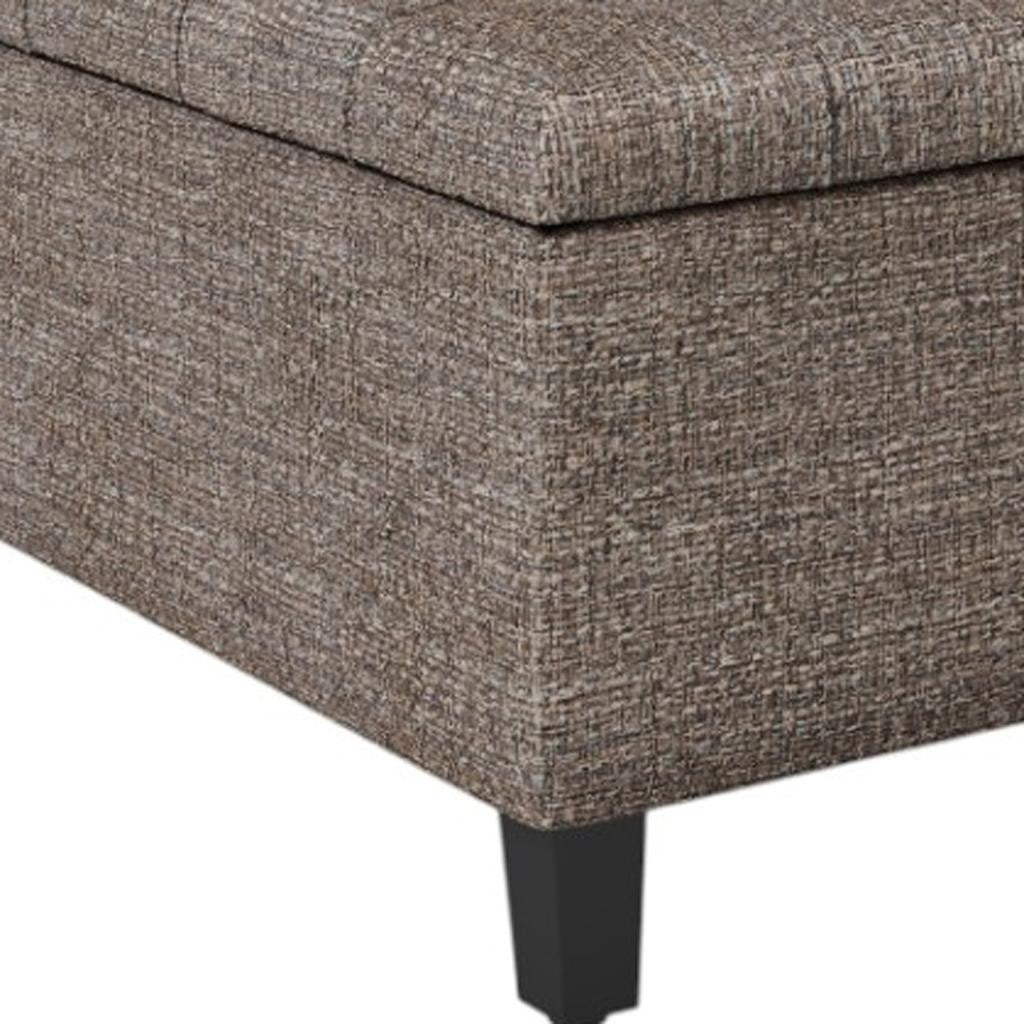 36" Brown And Dark Brown Upholstery Tufted Ottoman With Storage