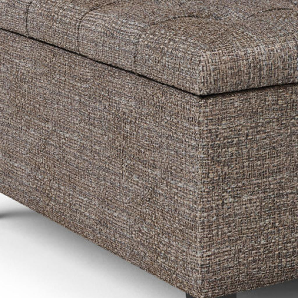 36" Brown And Dark Brown Upholstery Tufted Ottoman With Storage