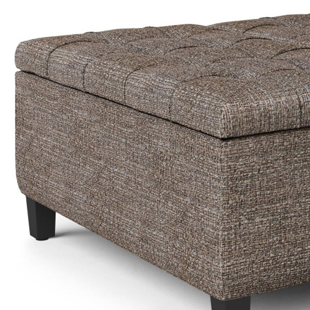 36" Brown And Dark Brown Upholstery Tufted Ottoman With Storage