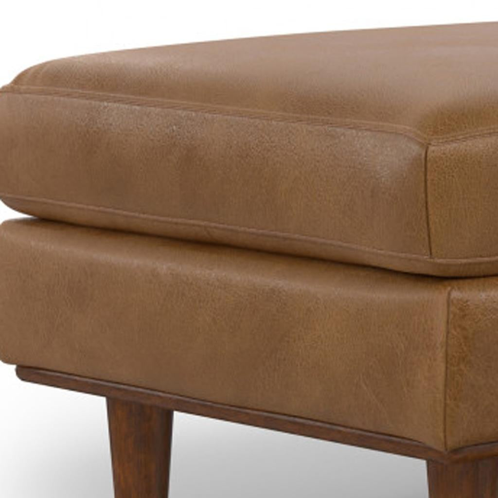 49" Brown Genuine Leather Cocktail Ottoman