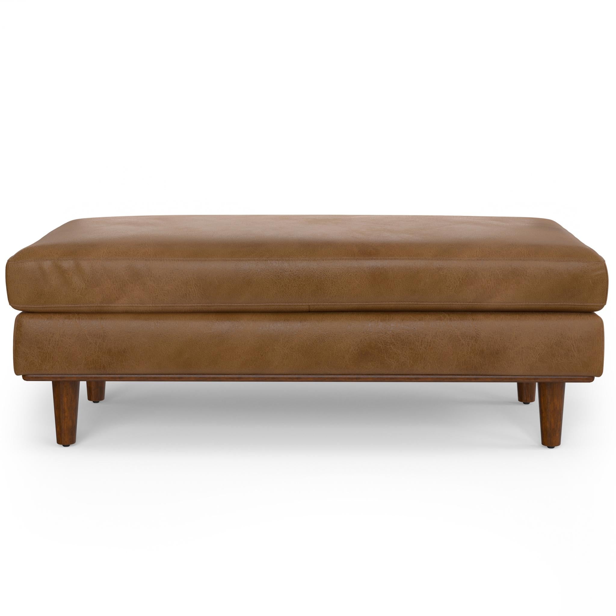 49" Brown Genuine Leather Cocktail Ottoman