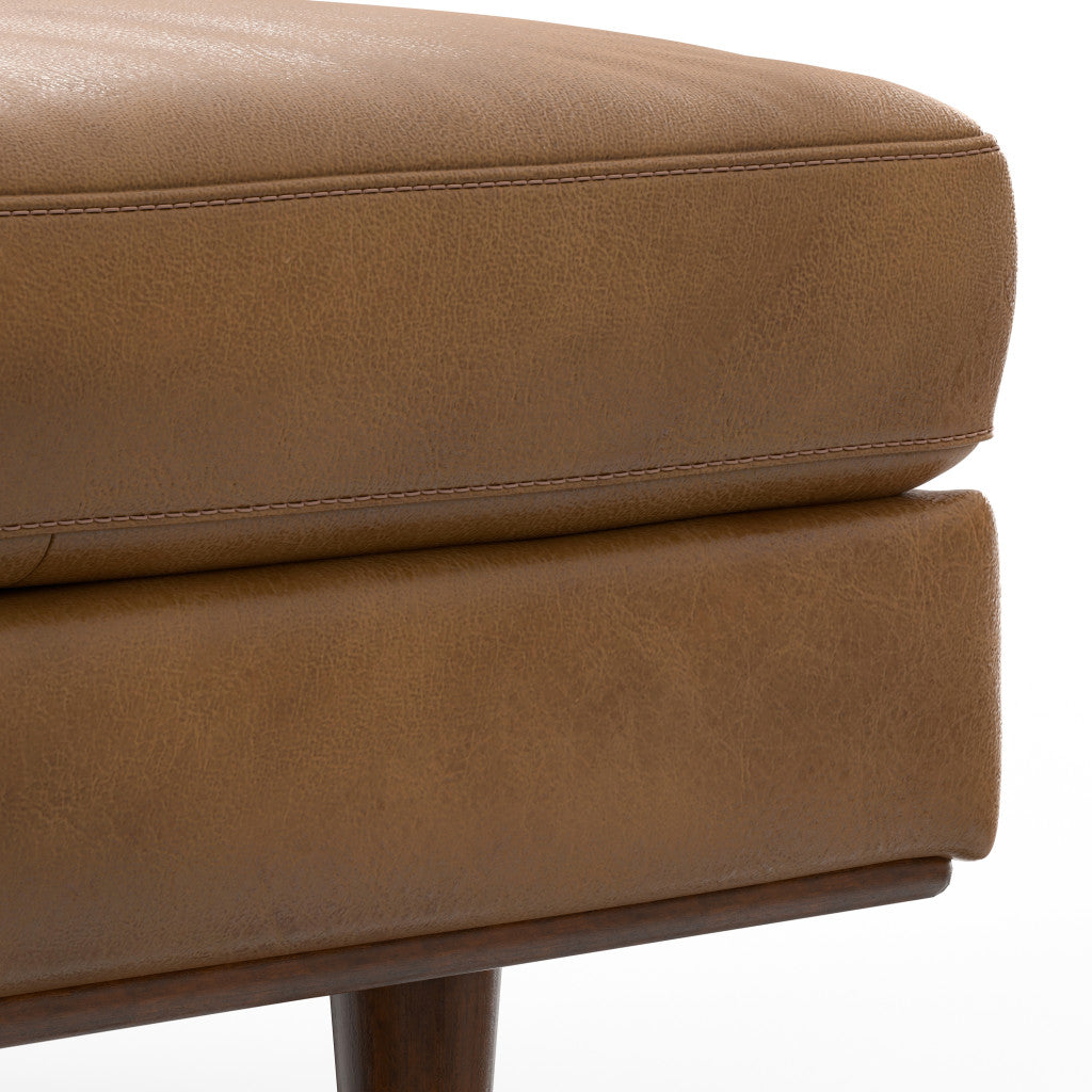 49" Brown Genuine Leather Cocktail Ottoman