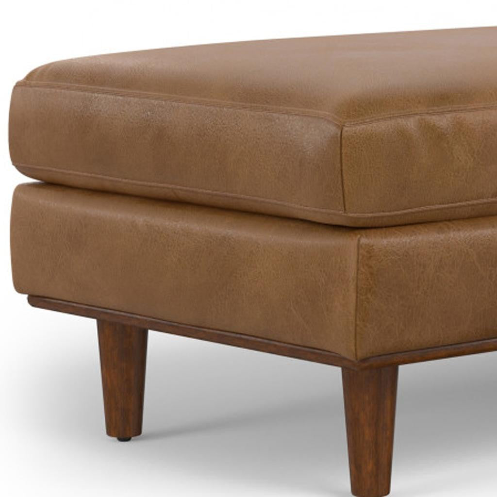 49" Brown Genuine Leather Cocktail Ottoman