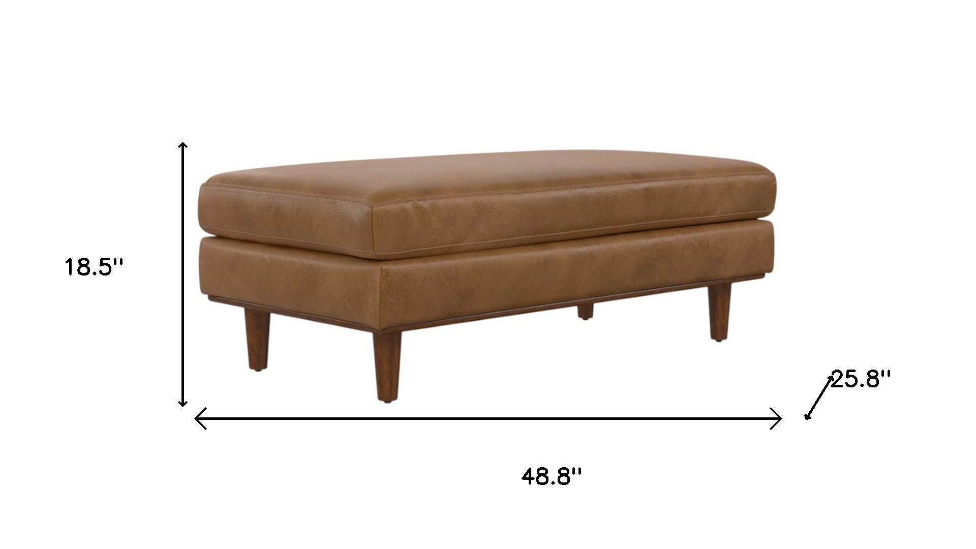 49" Brown Genuine Leather Cocktail Ottoman