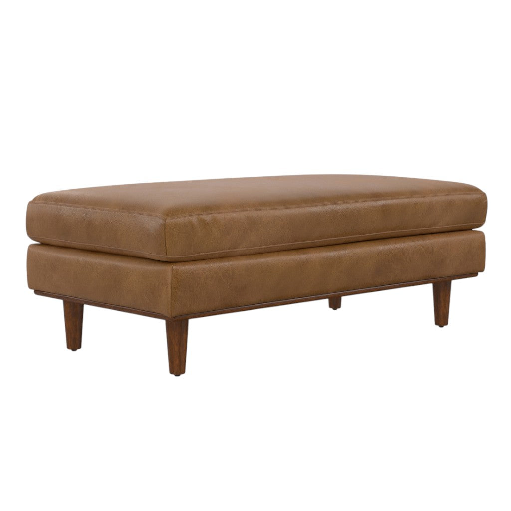 49" Brown Genuine Leather Cocktail Ottoman