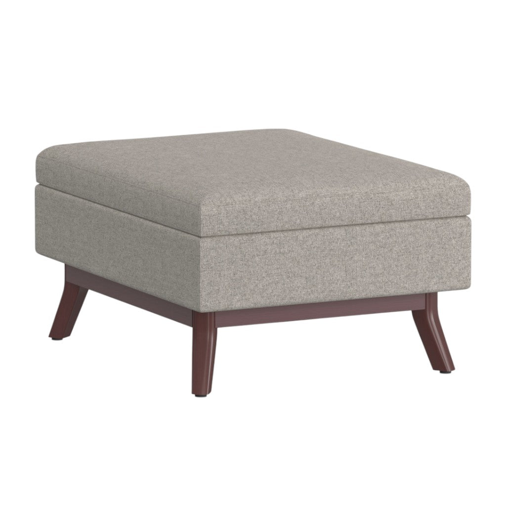 34" Cloud And Brown Upholstery Ottoman With Storage