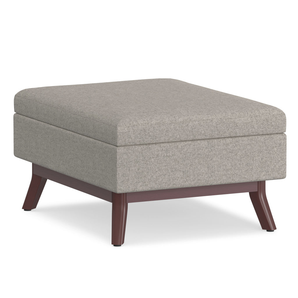 34" Cloud And Brown Upholstery Ottoman With Storage