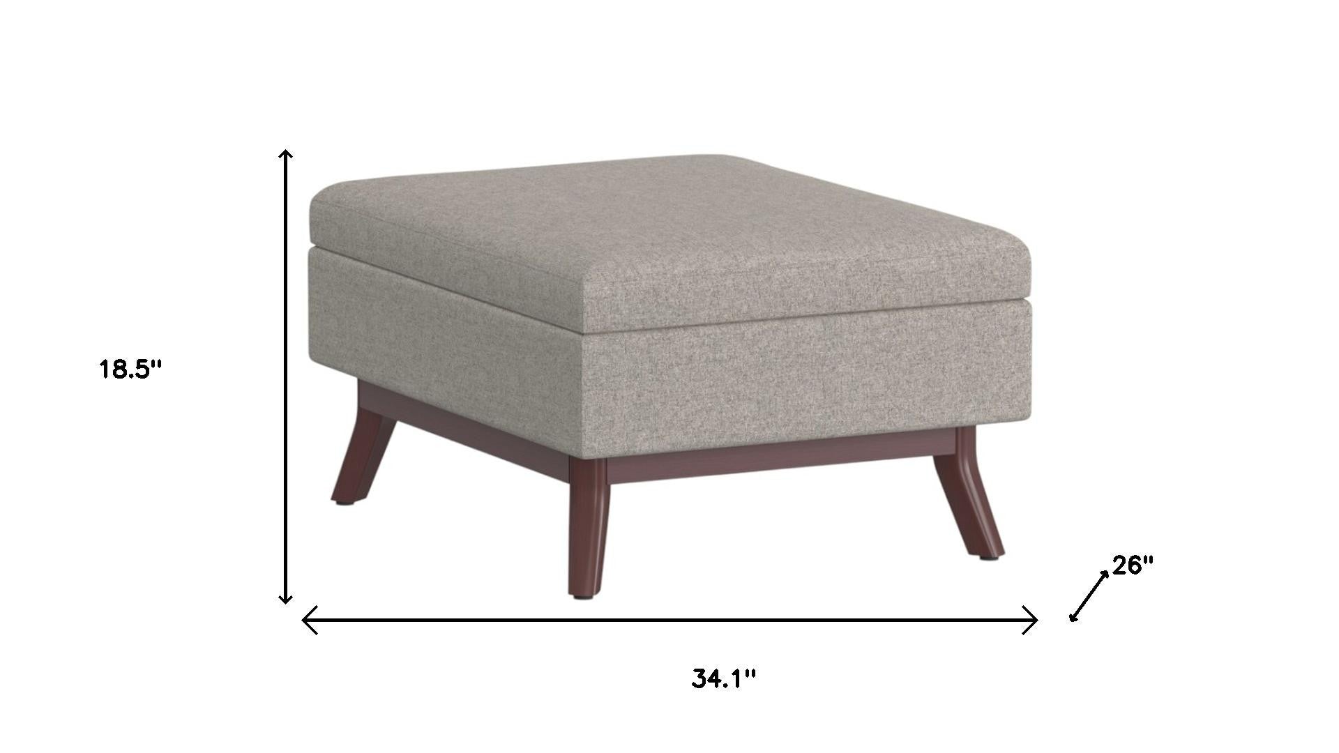 34" Cloud And Brown Upholstery Ottoman With Storage