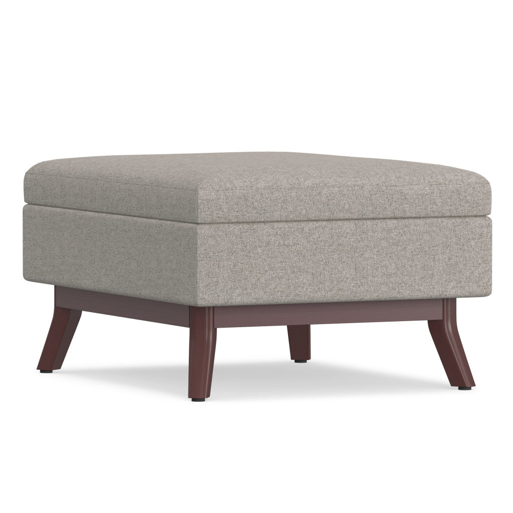 34" Cloud And Brown Upholstery Ottoman With Storage