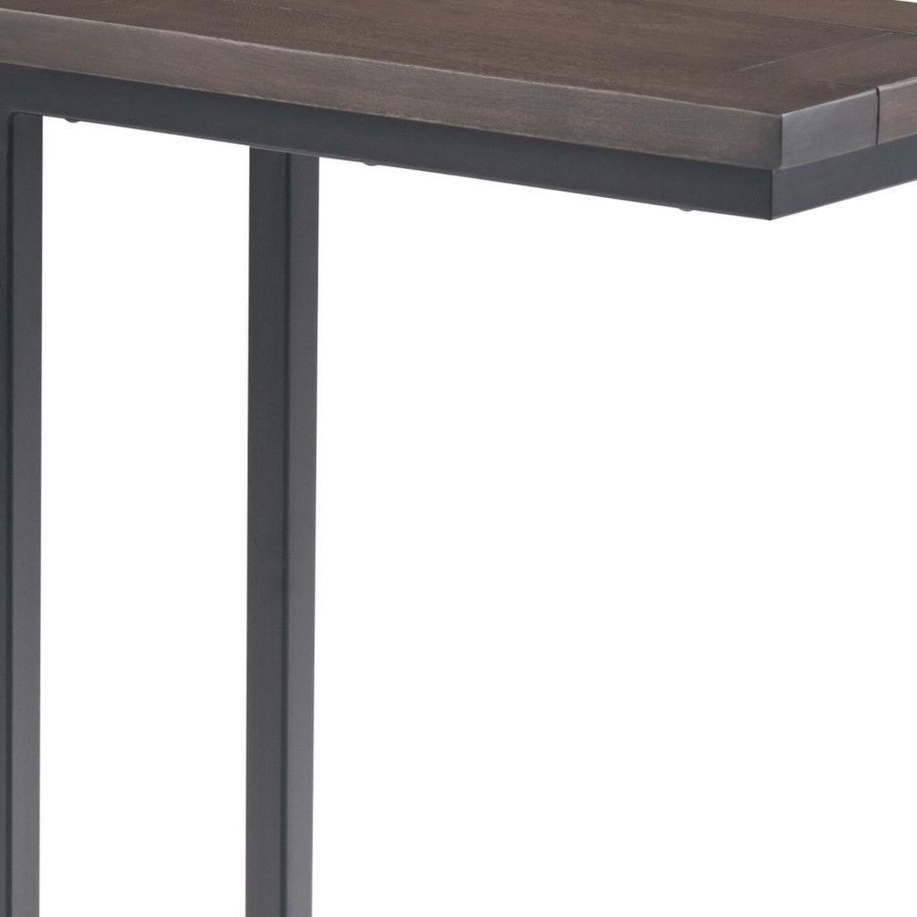 24" Walnut and Black Solid Wood and Iron End Table